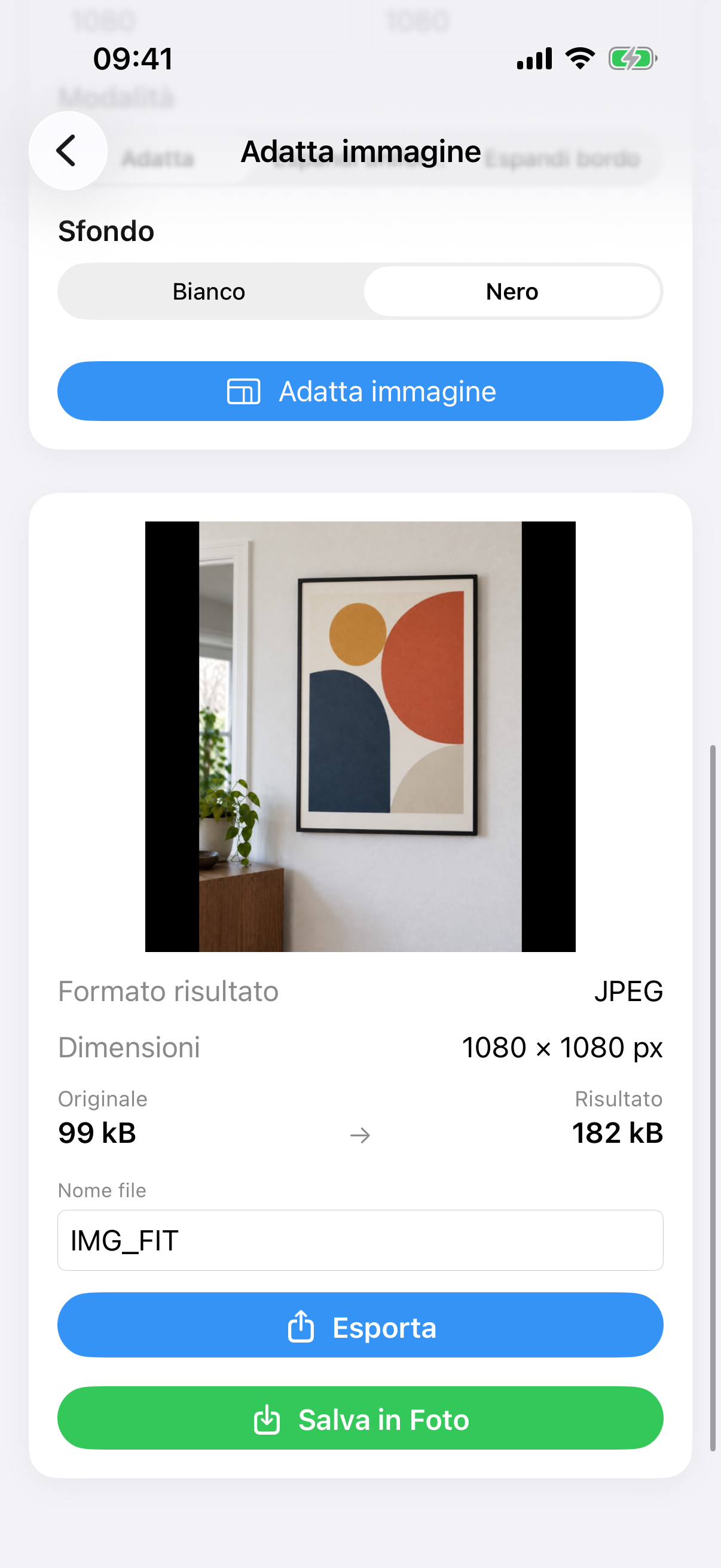 Risultato ImageSetta Adatta immagine: la foto intera del dipinto su un canvas bianco quadrato.